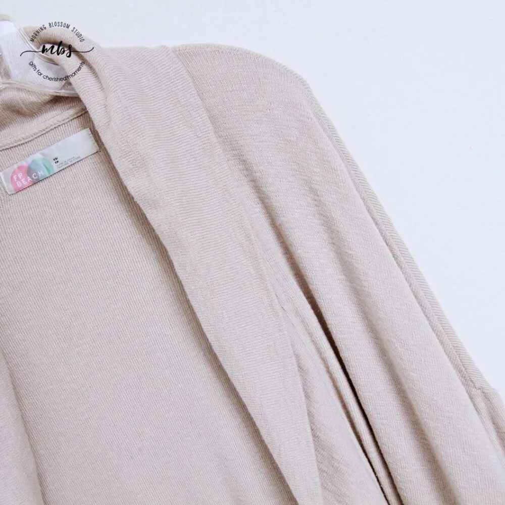 Free People Beach Long Oversized Open‎ Cardigan Sweater Duster Beige Women XS